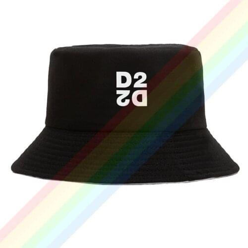 2021 Personality Fashion DSQ2 Beige Logo Flat Top Breathable Bucket Hats Unisex Summer Printing Fishermans Hat