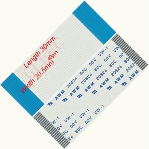 40pin 0.5pitch 30mm-65mm A-type Flexible Flat Cable FFC awm 20624 ROHS for TTL LCD DVD Computer