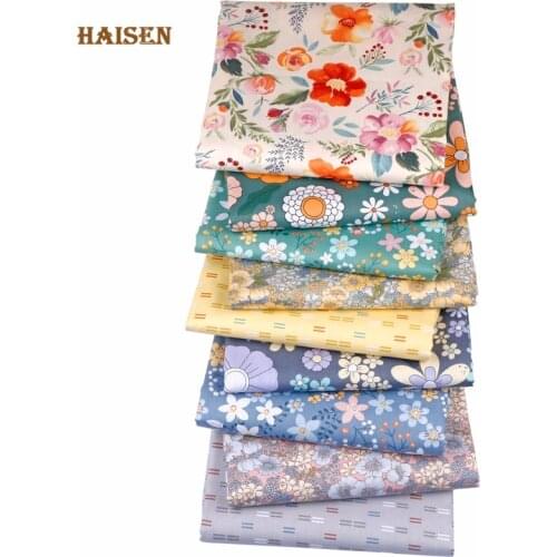 9pcs/Lot Fresh Flowers Series Printed Twill Patchwork Cloth,100%Cotton Fabric,For Baby&Child DIY Sewing&Quilting Tissue Material