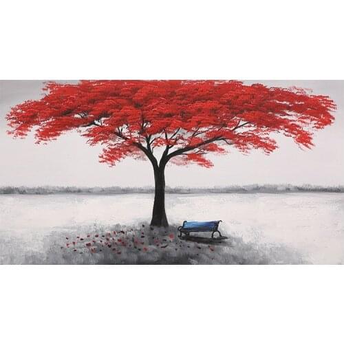Abstract Red Trees Painting Modern Landscape Painting on Canvas Poster And Print Wall Art Picture for Living Room Cuadros
