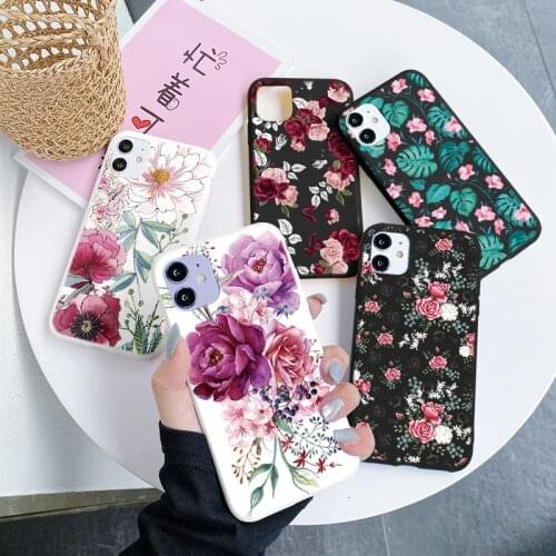 Flower Phone Case For iPhone 11 12 Pro XS Max X XR 5 5s 6 6s 7 8 Plus SE 2020 Soft Cover For iPhone 11 Pro 12mini Floral Fundas