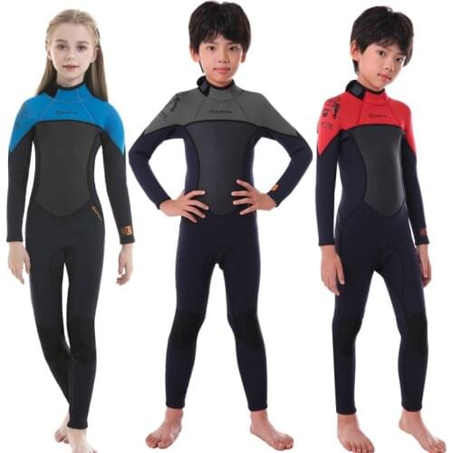 Girls Thick Swimsuit Boys Neoprene Surf Wetsuit 3mm Underwater Free Diving Suit Jellyfish Scuba Swimwear Children Bathing Set