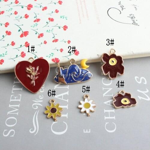 Enamel Charms for women DIY Flower Charm Pendant 10pcs Alloy Necklace Bracelet Pendants Drop Oil Jewelry Making Accessory