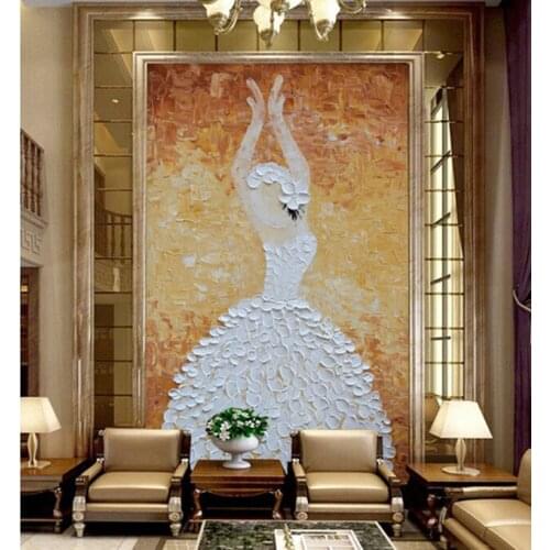 European Oil Painting Print Large Ballet Dancing Girl 3d Papel Murals Wallpaper for Living Room 3d Photo Murals 3d Wall Stickers