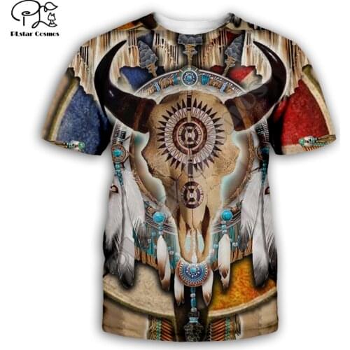 Men women Deer Native Indian Printed 3D t shirt Summer Fashion Skull tshirts wolf eagle tees Harajuku short sleeve top style-1