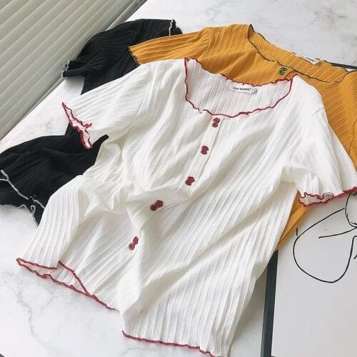Large Size Womens Knitted Short T-shirt Summer 2021 New Korean Version O-neck Ladies Thin Slim Solid Color Tops Trend aq310