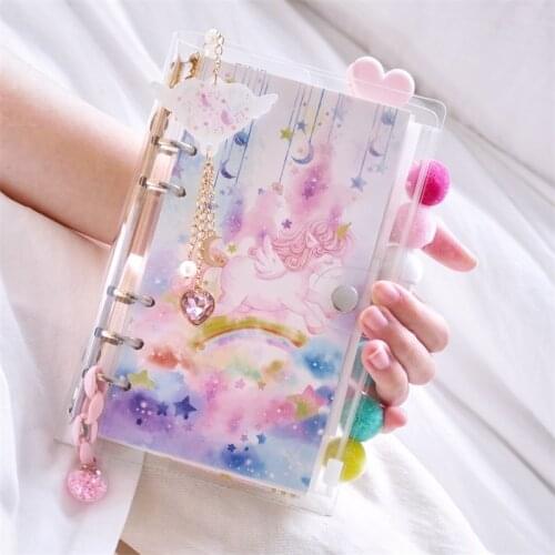 Ins Girl Loose-leaf Unicorn Ocean Cherry Blossoms Series Spiral Travelers Notebook 6 Hole Cute Removable Diary Gift Suit A5 A6