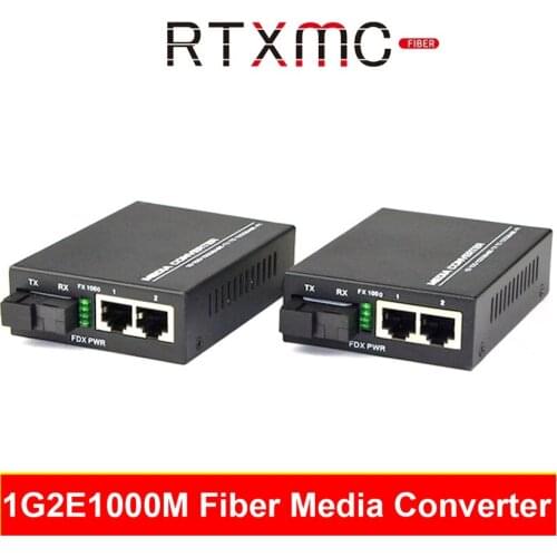 2 PCS 10/100/1000M Gigabit Ethernet Switch Fiber Optical Media Converter Single Mode 2-Port RJ45 2 Port Optical fiber With Power