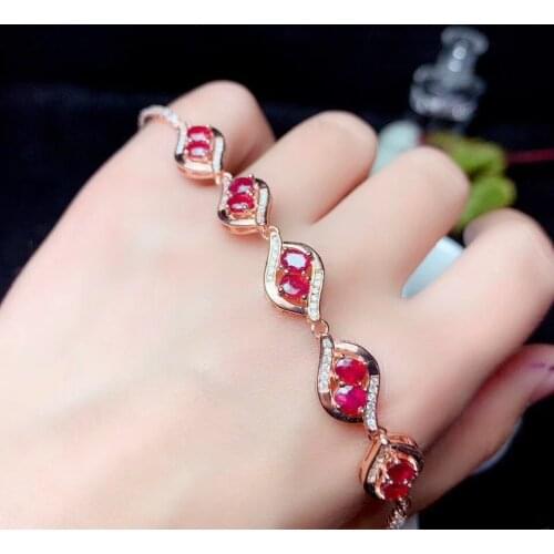 Exquisite ruby bracelet real 925 silver bracelet women jewelry fine present real natural sapphire birthday gift luck birthstone