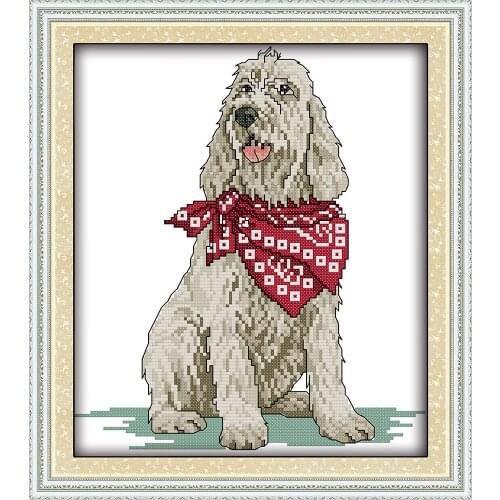 Joy sunday animal style The dog with scarf kits-for-embroidery cross stitch for house dimensions