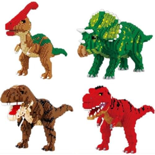 Movie Jurassic Dinosaur World nanobrick Tyrannosaurus Rex Parasaurolophus micro diamond block Triceratops toy Torvosaurus brick