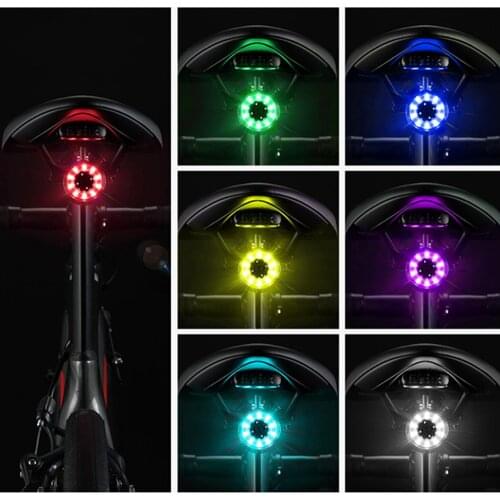 Colorful Bicycle Taillight Seven Colors USB Rechargeable Bick Rear Lights IPX5 Waterproof Ultra Bright Cycling Warning Taillight