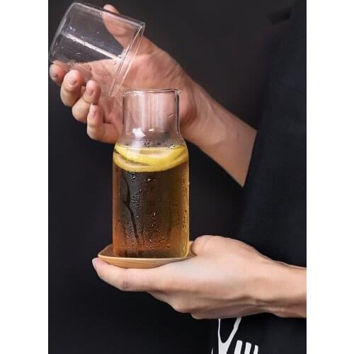 Creative Glass Bottle With Cup One Person Water Bottle Coffee Tea Juice Drinks Bottle Breakfast Milk Cup Simple Design Nordic