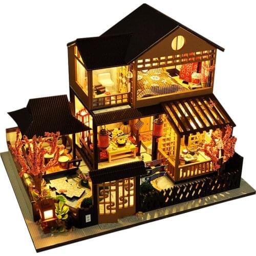 Kids Toys Dollhouse with Furniture Assemble Wooden Miniature Doll House Diy Dollhouse Puzzle Toys For Children