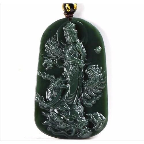 Hot Selling Natural Men Women Hand-Carved Jade Dragon Buddha Statue Pendant Necklace Jewelry Gifts Unisex