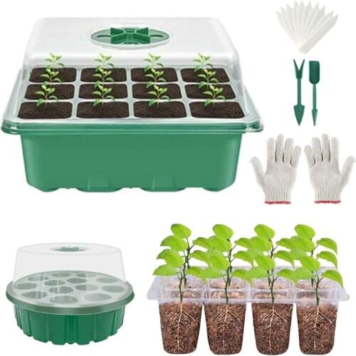 Seed Starter Trays Nursery Pots Seedling Tray Humidity Adjustable Switch Garden Decor Accessories 12 Cells Per Tray
