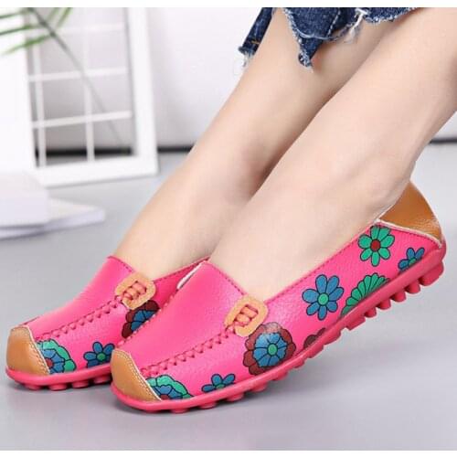 Fashion Womens Loafers Flower Printed Flat Shoes Sweet Slip On Casual Woman Flats Leisure Walking Ladies Shoes Chaussure 2021