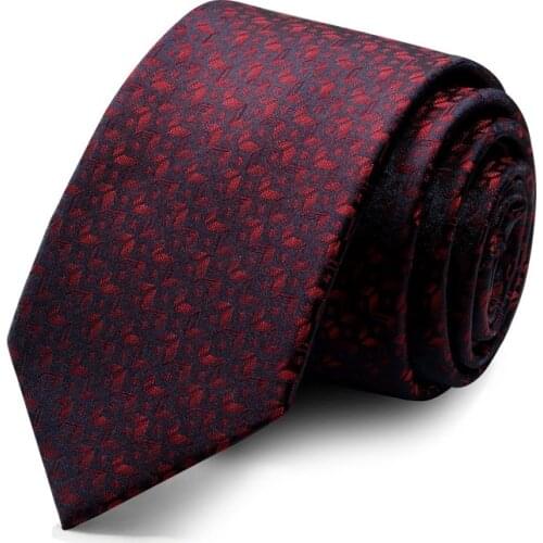 2020 Brand New Fashion High Quality Men 7CM Red Flower Pattern Navy Blue Necktie Work Formal Suit Neck Tie for Men with Gift Box