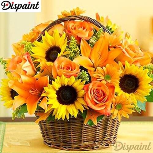 Dispaint Full Square/Round Drill 5D DIY Diamond Painting "Rose sunflower flower" 3D Embroidery Cross Stitch 5D Home Decor A10521