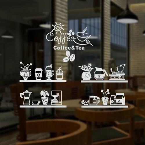 Coffee Shop Sticker Tea Decal Cafe Vinyl Art Wall Decals Decor Mural Decoration Break Coffee Glass Decals CAFE1013