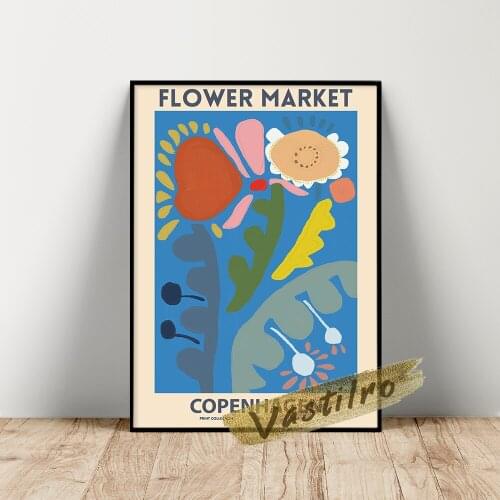 Flower Market Poster, Danmark Capital Flora Wall Picture, Copenhagen Flower Market Wall Art, Vintage Plant Flowers Leaf Prints