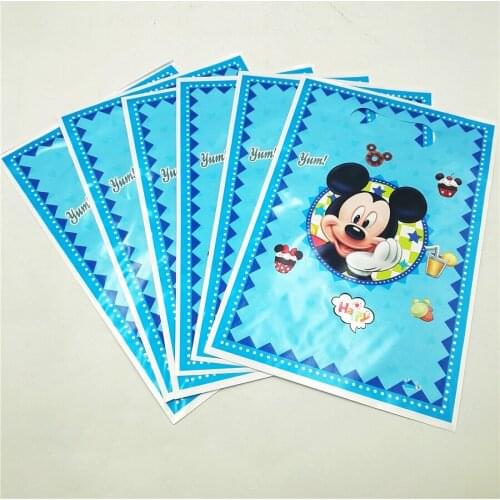 6pc/set kids birthday party supplies mickey mouse gift bags baby shower cartoon plastic sweet candy/gift/loot bags decorations