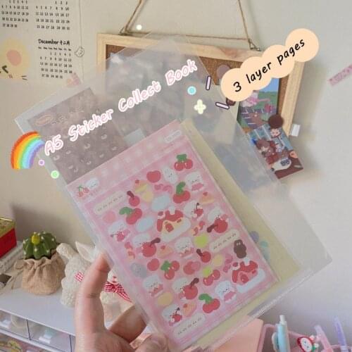 Sharkbang A5 Transparent Sticker Collection Book 3 Layer Postcards Ticket Bills Folder Cips Korean Journal Book Home Supplies