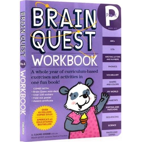 Brain Quest Workbook Pre-K American Kindergarten English Textbook Exercises Questions and Answers for Kids Age 4-5