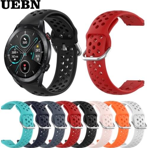 UEBN Sport Silicone Breathable Strap For Huawei HONOR Magic Watch 2 42mm 46mm Wristband for Watch GT 2e GT2 Bracelet Watchbands