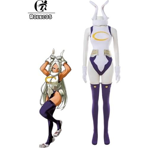 ROLECOS Miruko Cosplay MHA Hero Mirko Cosplay Bunny Costume Sexy Bodysuit Bunny Hero Suit