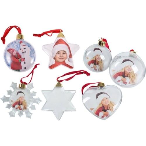 Christmas Decorations Transparent Plastic Photo Frame Five-star Ball Hanging Christmas Tree Ornament DIY Photo Ball navidad 2021