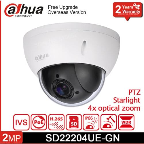 SD22204UE-GN 2MP Starlight PTZ Network Camera POE H.265 2.7mm~11mm 4x optical zoom SD Card Slot Web Camera Replace SD22204T-GN