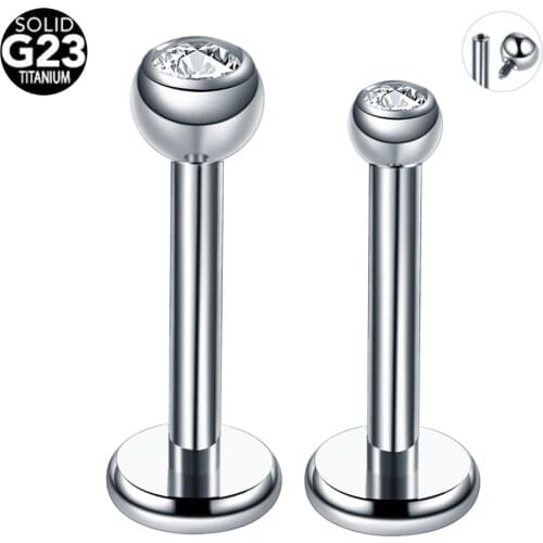 1PC 16G G23 Titanium Inner Thread Labret Stud Lip Monore Rings Gem Earrings Stud Ear Cartilage Tragus Barbell Piercing Jewelry