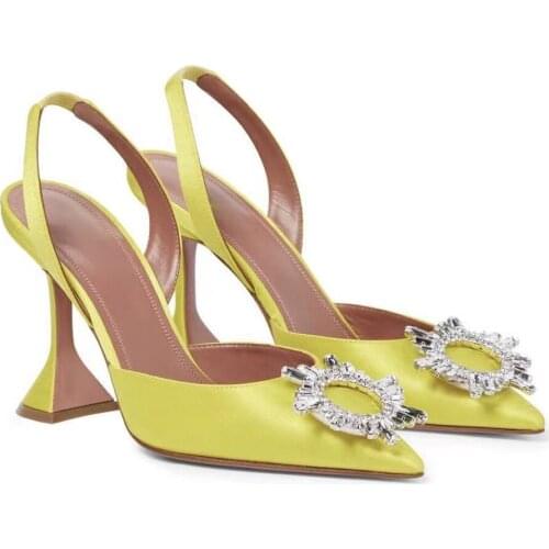 Brand Women Pumps 2021 New Summer Stain Fashion Sun Buckle High Heels For Women Luxury Crystal Slingback Party Shoes