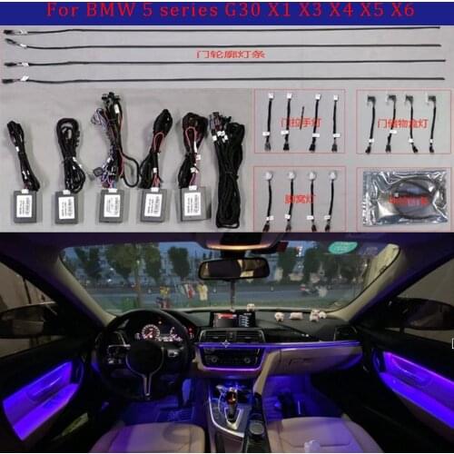 Universal For BMW 5 series G30 X1 X3 X4 X5 X6 Car Inner LED Strip Lamp Bar Ambient Light Bluetooth 64-Color Button Control