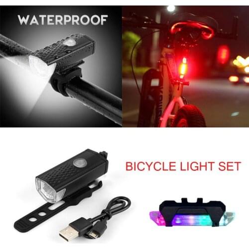 Bike Light USB MTB Bicycle Front Back Rear Taillight Cycling Safety Warning Light Waterproof Bicycle Lamp Flashlight Riding Gear