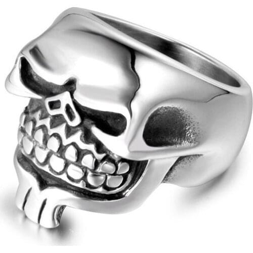 High quality polished smooth surface skull Ring Man Personality Unique Single Titanium Steel Punk Index Finger Ring Gift Jewelry