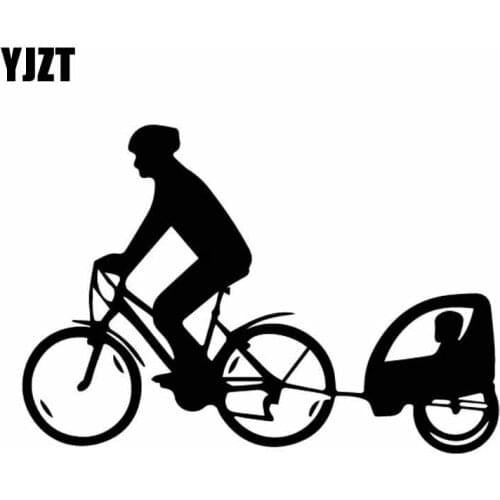 YJZT 16.8CM*11.5CM Original Bicycle Is Connected To Baby Carriage Vinly Decal Interesting Car Sticker Black/Silver C27-0873