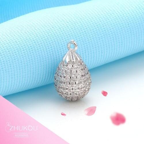 ZHUKOU 8x13mm crystal Brass Cubic Zirconia Tears Charms Pendants for handmade Necklace&earrings Jewelry Accessories model:VD374