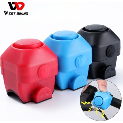 WEST BIKING Electric Bike Bell 130dB Horn Rainproof MTB Road Bicycle Handlebar Ring Silica Gel Shell Bell Cycling Accessories