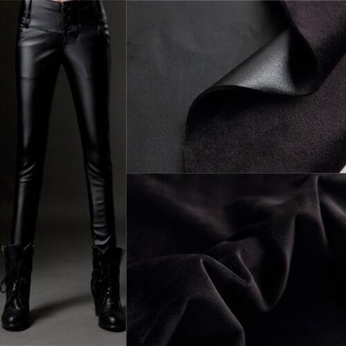 140cm*100cm Super soft short hair composite PU leather fabric plus velvet stretch leather pants leather jacket Leggings fabric