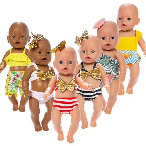 2pcs in 1, 2019 new Bikini clothes Suit For 17 Inch Baby Doll 43cm Doll Clothes