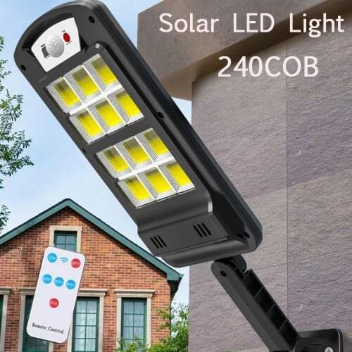 240 COB Solar LED Light Waterproof PIR Motion Sensor Smart Remote Control Lamp Outdoor Street Garden Security Wall Light