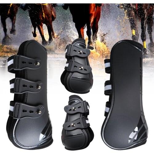 4pcs Equestrian Leg Guard Accessories Durable Shock Absorbing Jumping Horse Tendon Boots Riding Front Hind PU Shell Protective