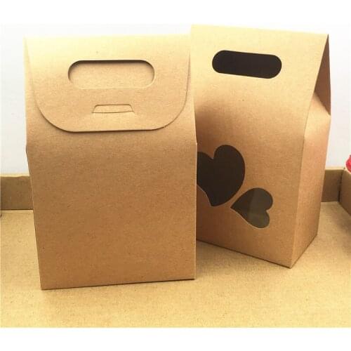 50Pcs/Lot Handmade DIY Paper Standing Box Cookies Storage Package Bag For Candy With PVC Window Cases Portable Box Bags Supplies