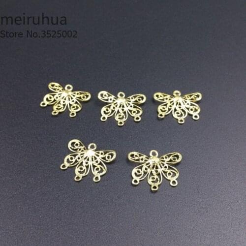 6pcs/lot 20*22mm brass Filigree butterfly Cast copper earring accessories Jewelry DIY Components