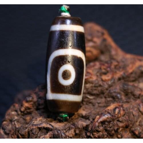 AL Treasure Magic Power Tibetan old Agate 2 EYE dZi Bead Amulet Pendant Talisman Timestown UPD21Asw