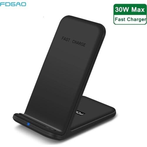 30W Fast Qi Wireless Charger For iPhone 12 11 Pro XS Max X XR 8 Type C Charging Dock Stand for Samsung S21 S20 S10 Quick Charger