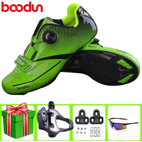 BOODUN Men Cycling Shoes Road Sapatilha Ciclismo Green Ultralight Self-Locking Pro Bike Triathlon Bicycle Lock Sneakers women