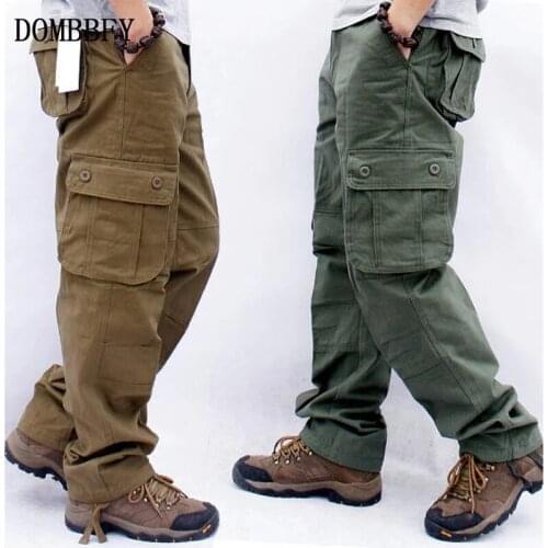 Multi Pocket Cargo Pants Men Cotton Casual Trousers For Male Loose Wide Leg Outdoor Mountaineering Work Overalls Pant Plus Size